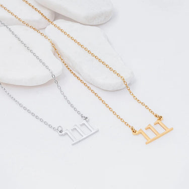 Wholesale jewelry 24 pc 18K Gold PVD Stainless Steel Angel Number Necklace Set- gold and silver studio 