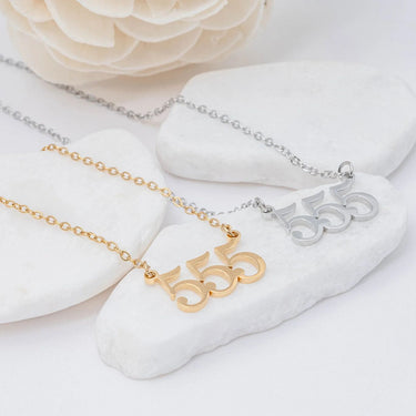 Wholesale jewelry 24 pc 18K Gold PVD Stainless Steel Angel Number Necklace Set- gold and silver studio 