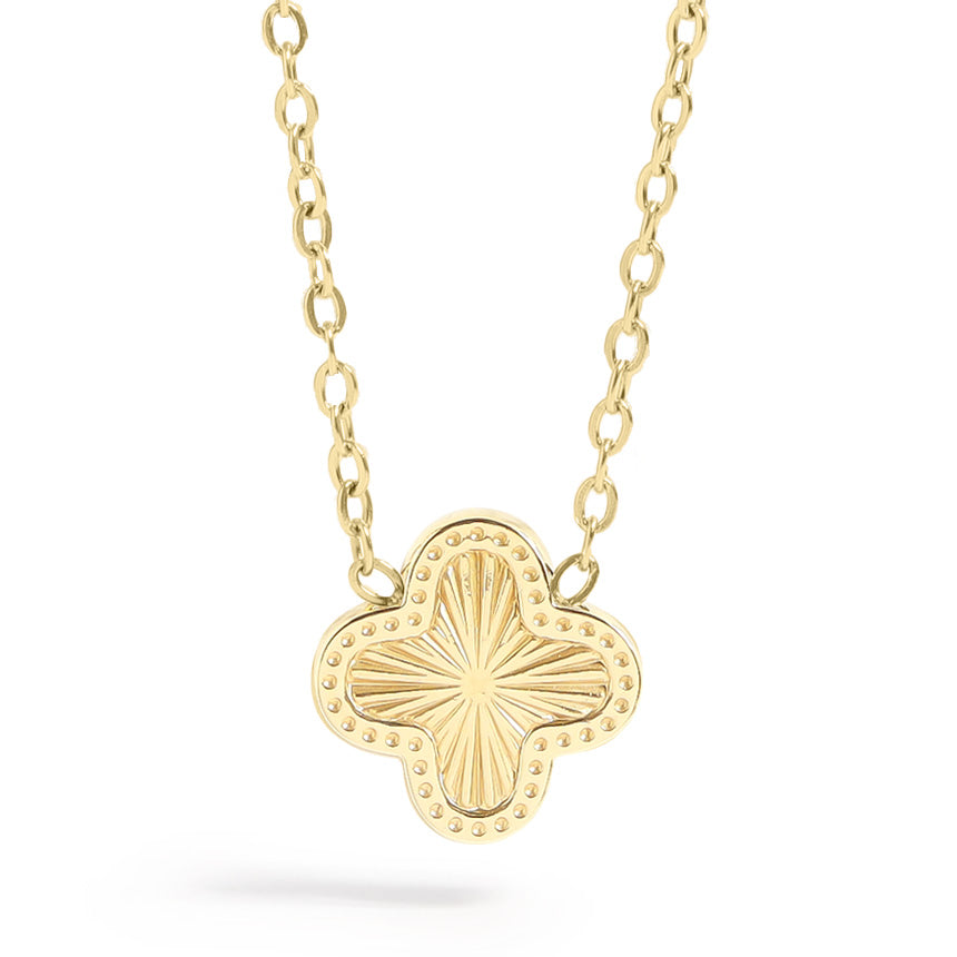 18K Gold PVD Stainless Steel Lucky Clover Charm Necklace / CHN0046