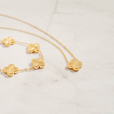 18K Gold PVD Stainless Steel Lucky Clover Charm Necklace / CHN0046