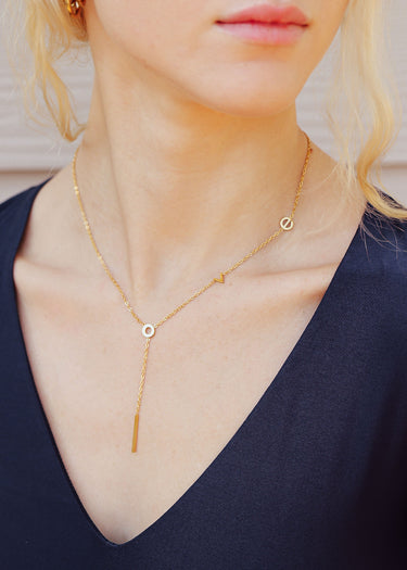 18K Gold PVD Edelstahl Love Lariat Halskette/CHN0054