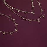 Stainless Steel Moon & Compass Star Charm Necklace
