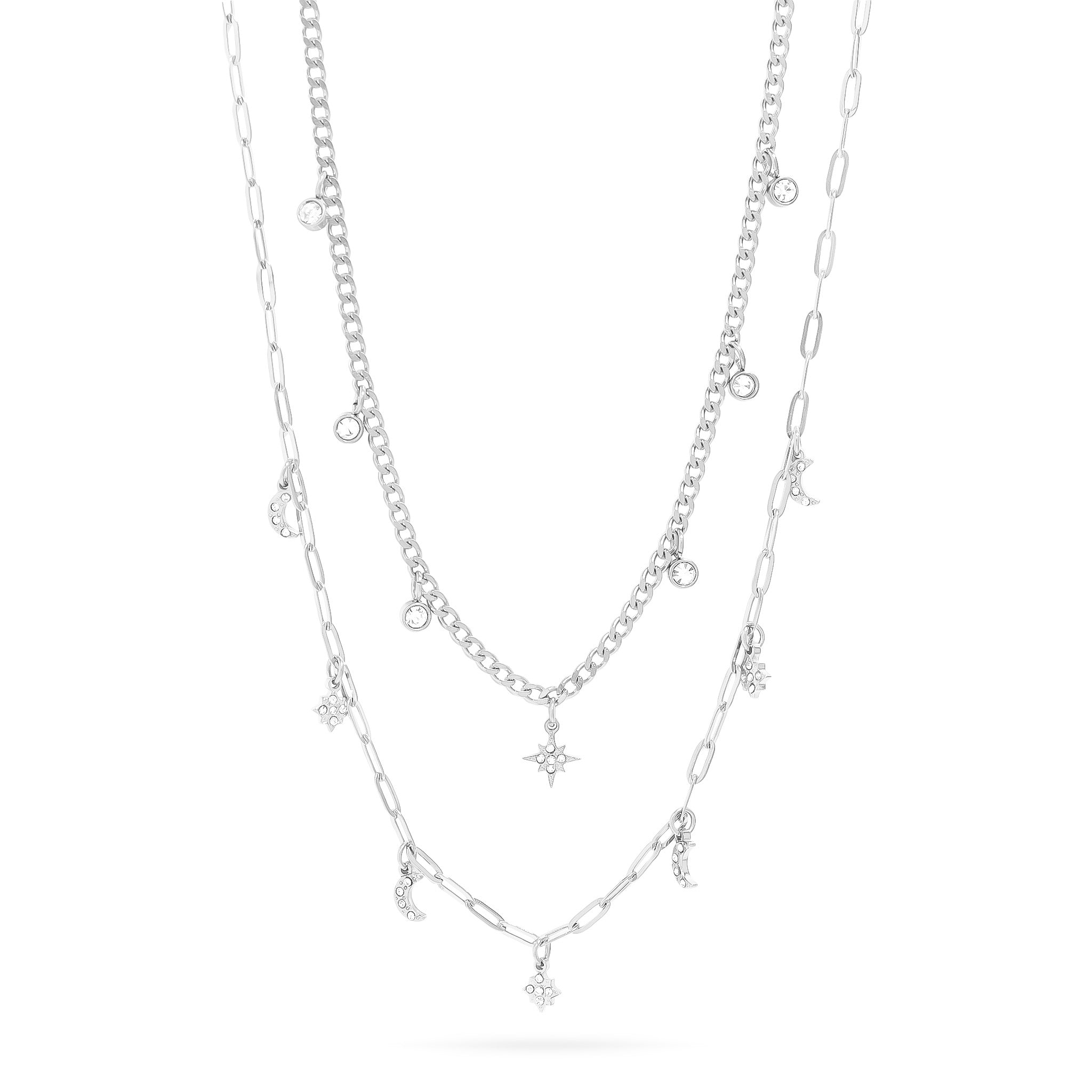 Stainless Steel Moon Compass Star Charm Necklace CHN0067