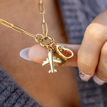 18K Gold PVD Stainless Steel Vacation Charm Set 