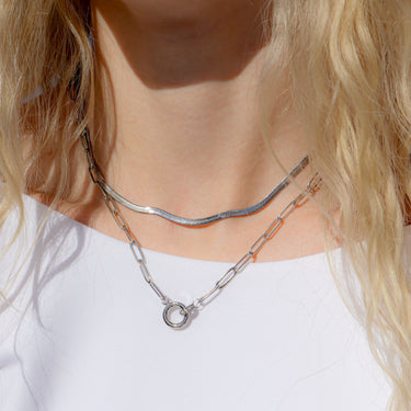 Paperclip Necklace with Rhinestone Carabiner Lifestyle
