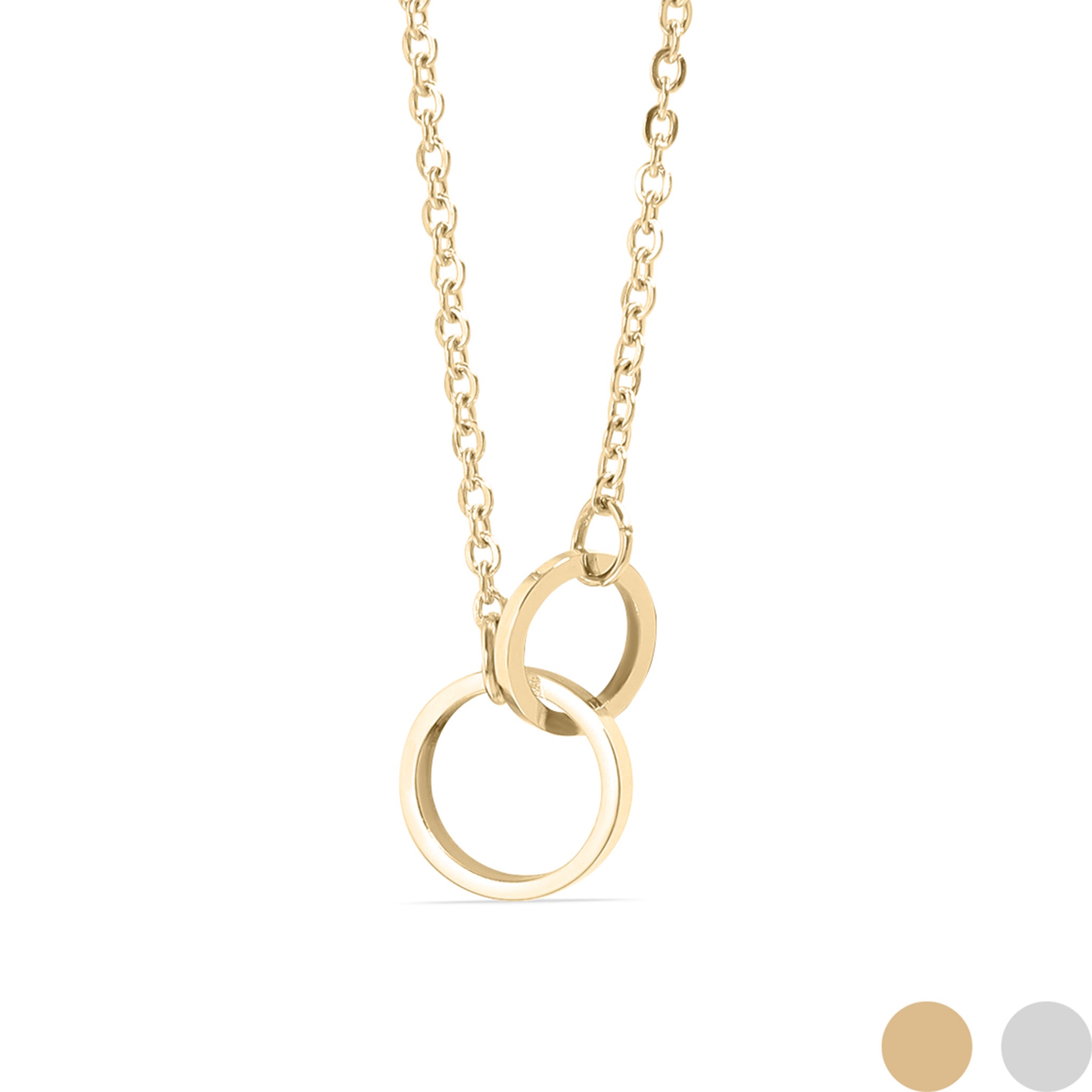18K Gold PVD Stainless Steel Intertwined Rings Necklace / CHN0078