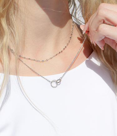 18K Gold PVD Stainless Steel Intertwined Rings Necklace / CHN0078