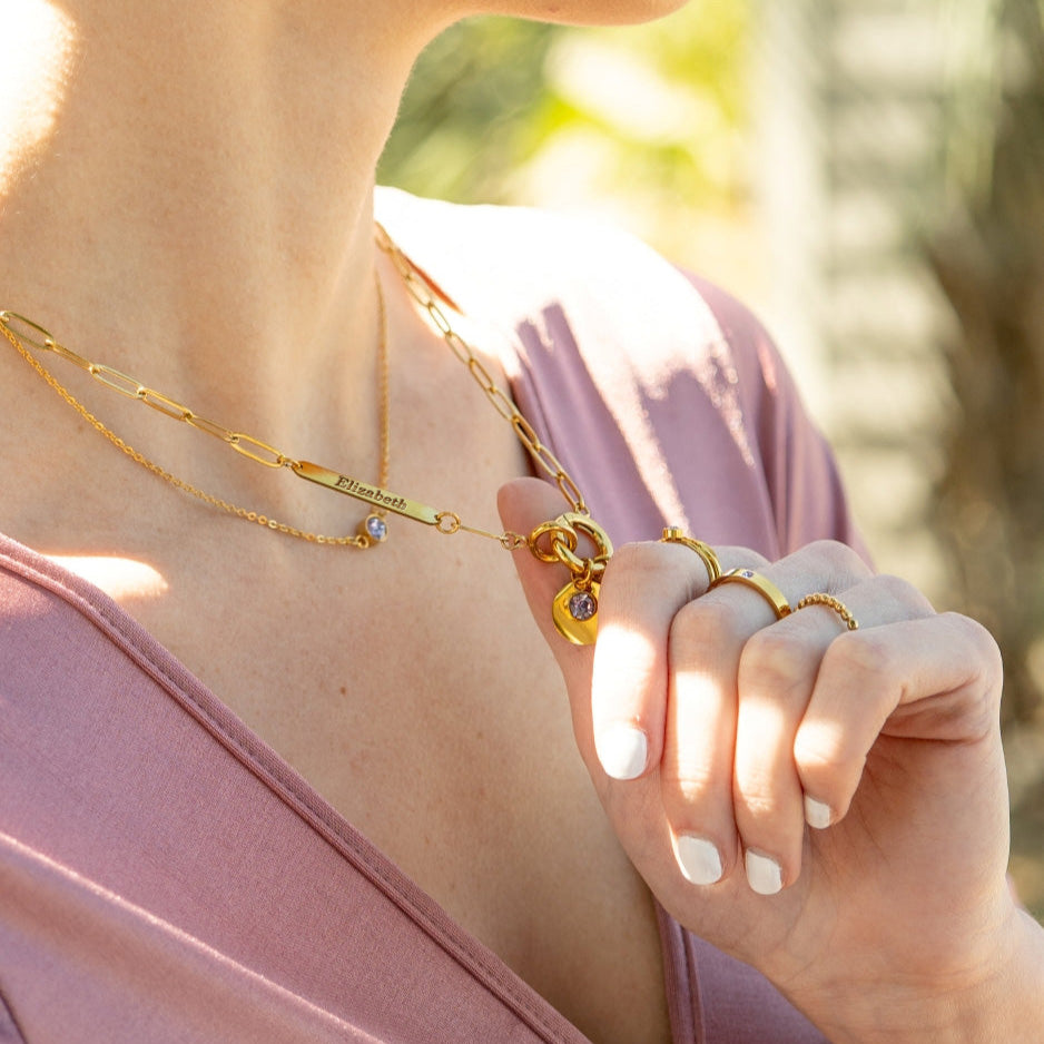 PVD 18K Gold PVD Collier de porte-trombe de trombone/CHN0079