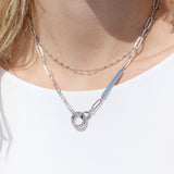 18K Gold PVD Engravable Paperclip Necklace with Carabiner Stainless