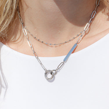 18K Gold PVD Engravable Paperclip Necklace with Carabiner Stainless