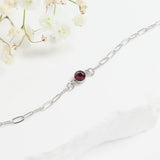 Stainless Steel Round Cubic Zirconia Birthstone Connector Charm / PDL0121