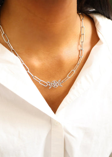 Stainless Steel Paperclip Connector Chain Necklace