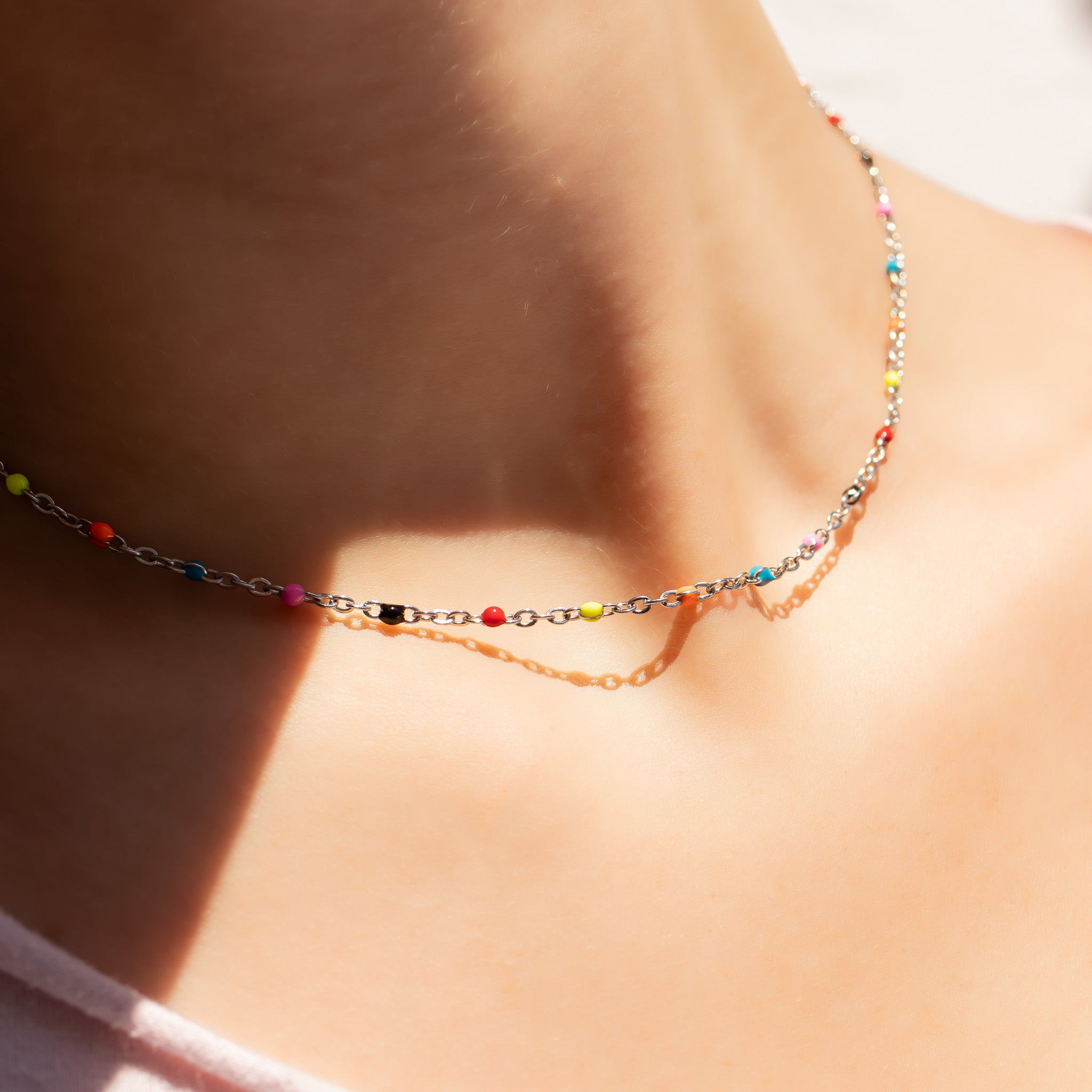 Multi Confetti Chain Necklace