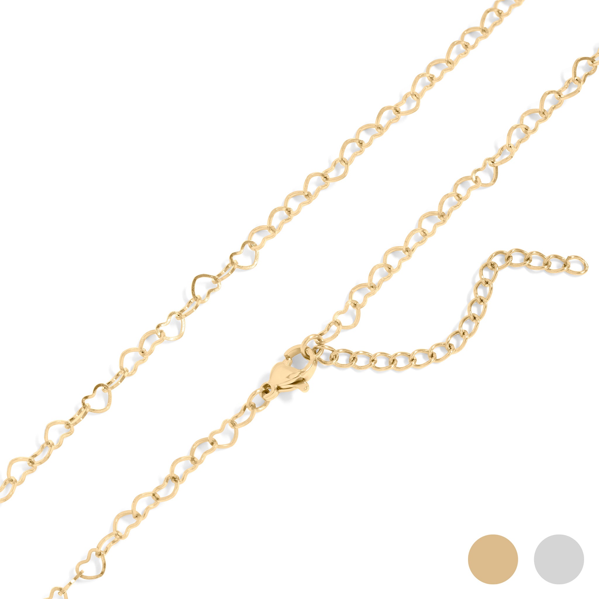 18K Gold PVD Stainless Steel Heart Chain Necklace / CHN0096