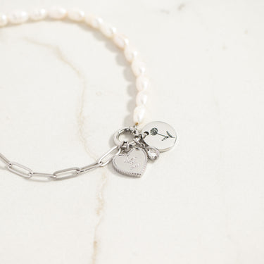 Freshwater Pearl Paperclip Split Chain Charm Keeper