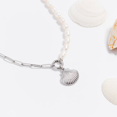 Freshwater Pearl Paperclip Split Chain Charm Keeper