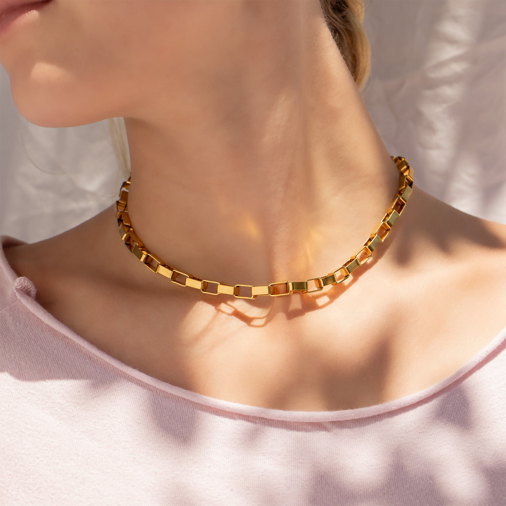 18K Gold  PVD Stainless Steel Chunky Paperclip Chain Necklace / CHN0105