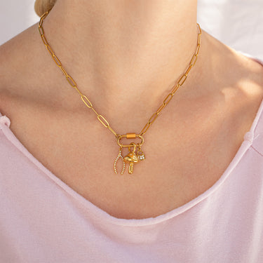 18K Gold PVD Stainless Steel Carabiner Necklace