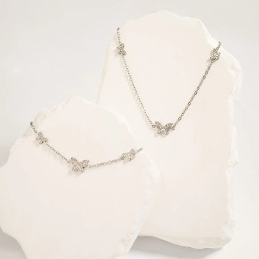 Silver Butterfly Necklace and Bracelet