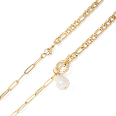 Gold Freshwater Pearl Carabiner Necklace