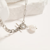 Silver Freshwater Pearl Carabiner Necklace