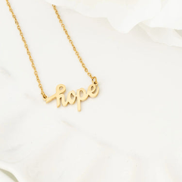Wholesale jewelry 18K Gold PVD Stainless Steel Hope Necklace- gold studio