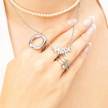 Wholesale jewelry 18K Gold PVD Stainless Steel Hope Necklace- stainless model 