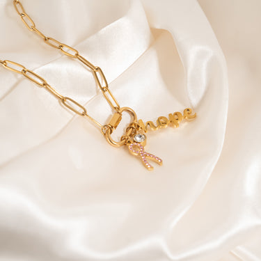 Cancer Awareness Carabiner Necklace