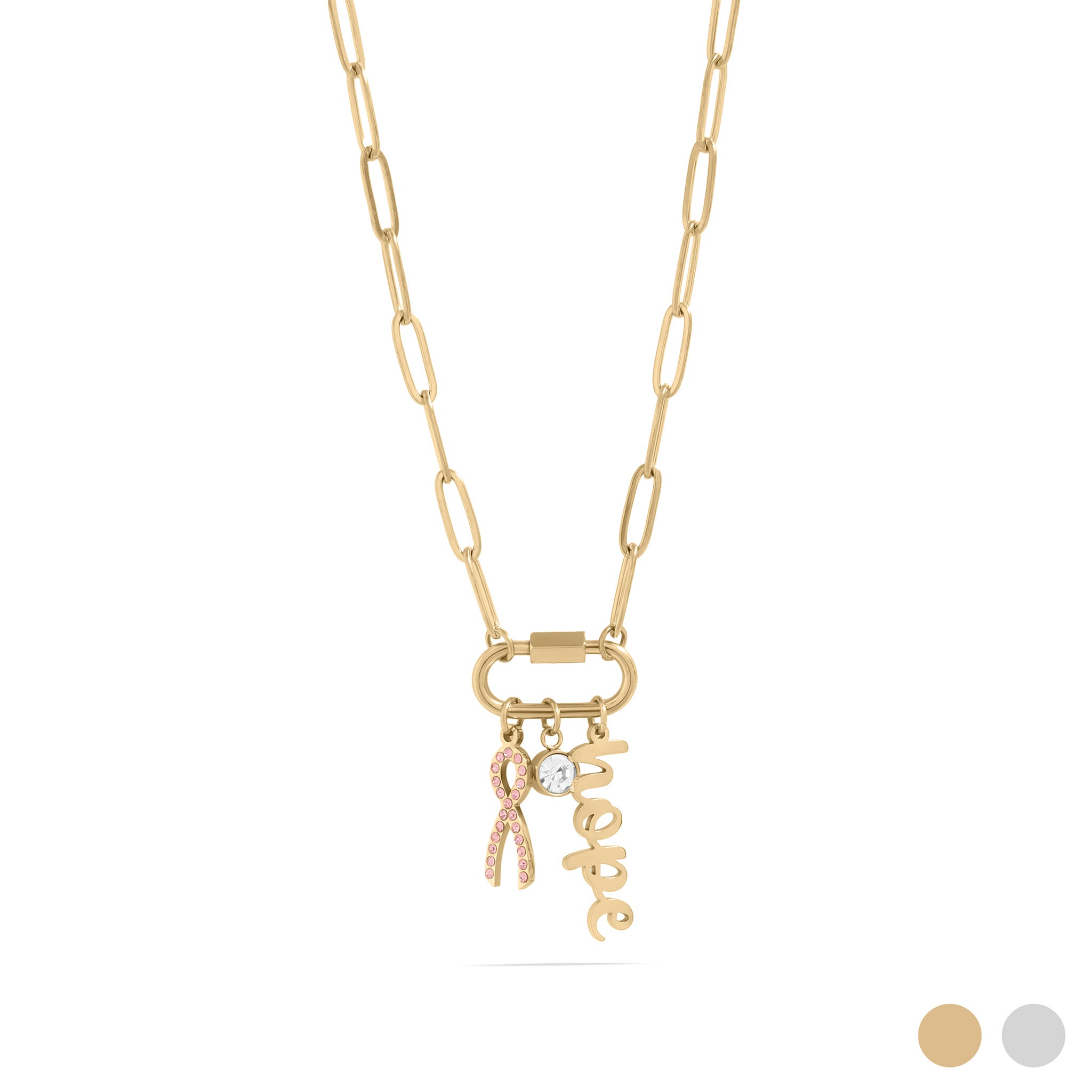 Cancer Awareness Carabiner Necklace