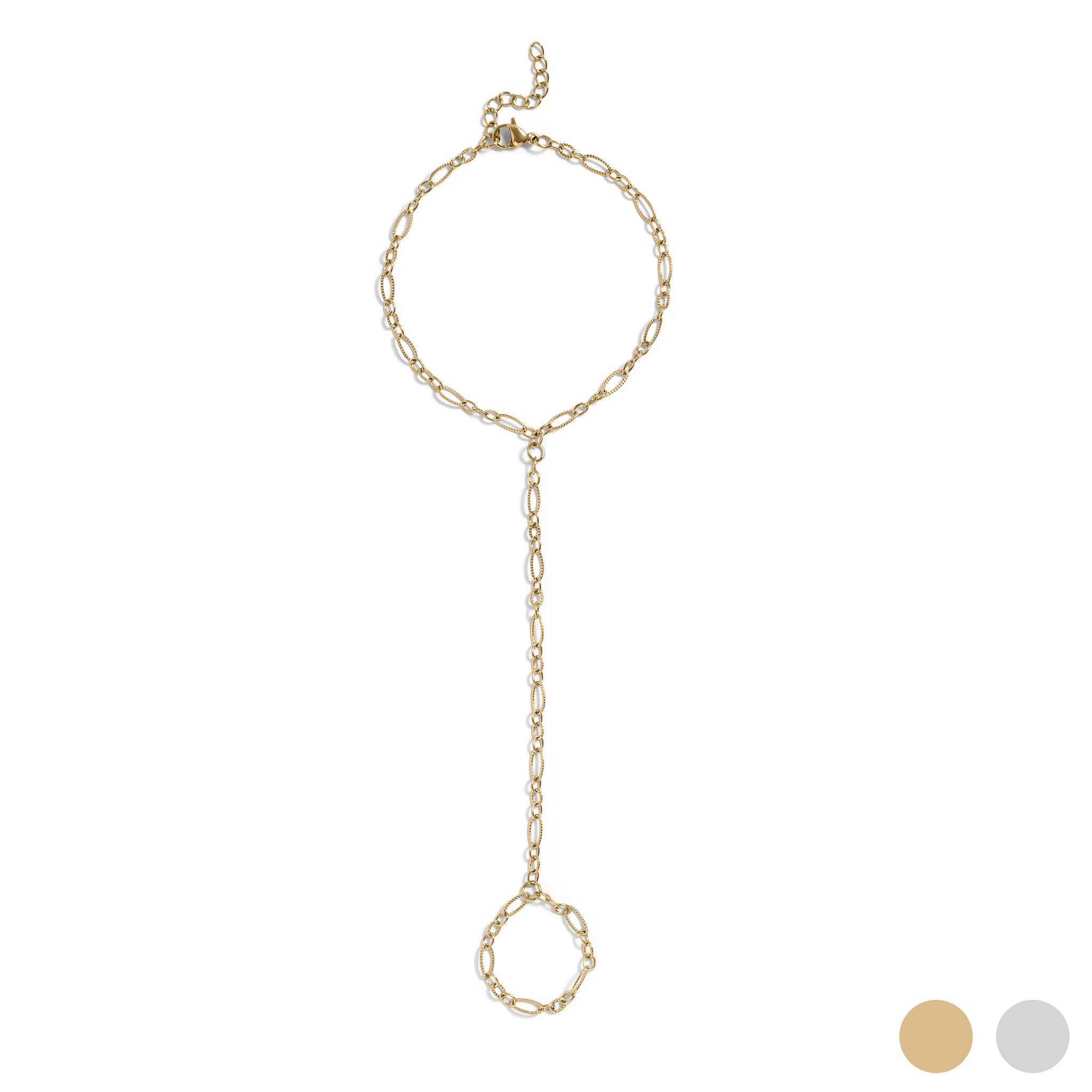 Gold Hammered Oval Hand Chain
