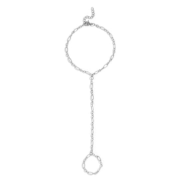Silver Hammered Oval Hand Chain