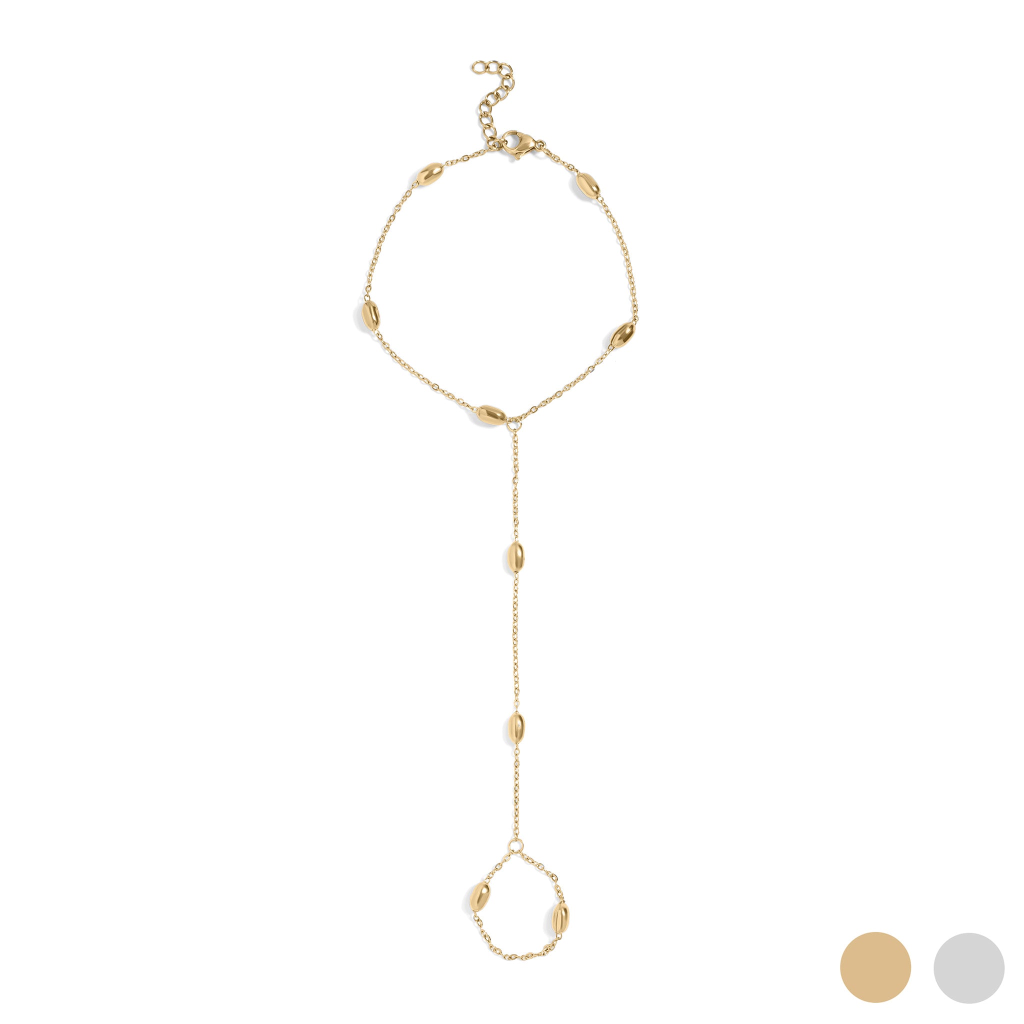Gold Statement Bead Hand Chain