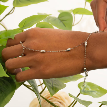 Silver Statement Bead Hand Chain