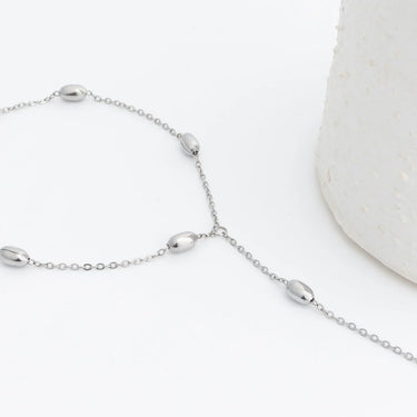 Silver Statement Bead Hand Chain  on a white background