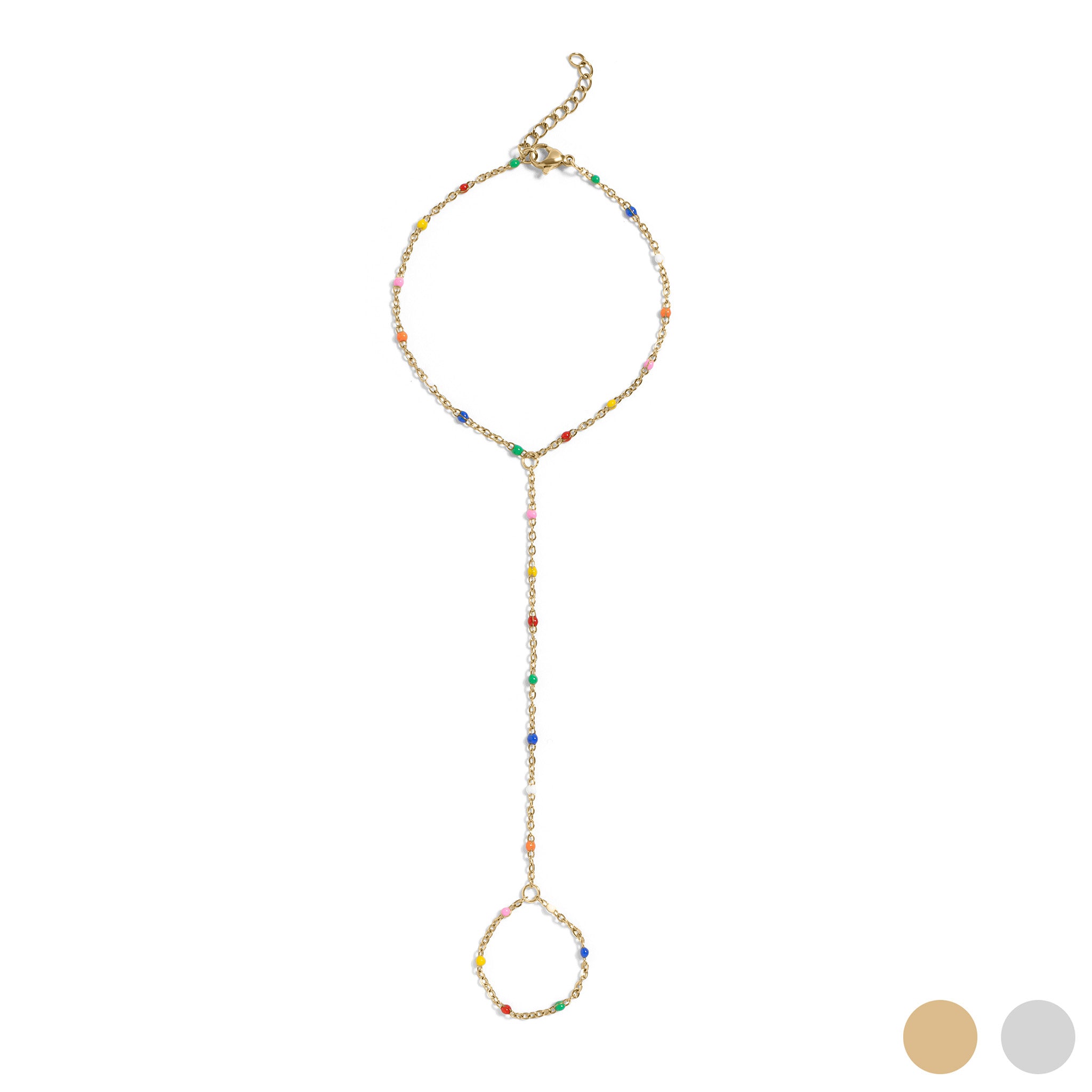 Gold Multicolor Satellite Hand Chain