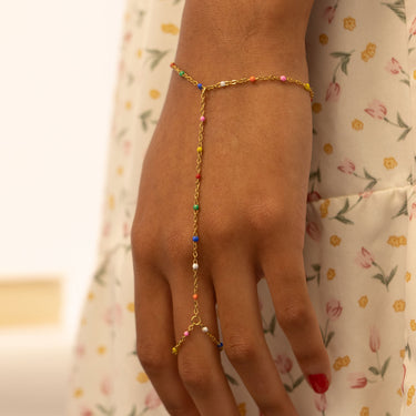 Gold Multicolor Satellite Hand Chain