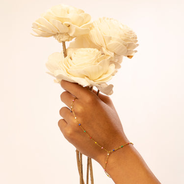 Gold Multicolor Satellite Hand Chain