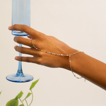 Silver Multicolor Satellite Hand Chain