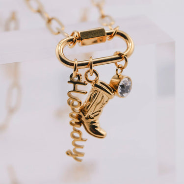 Gold Western Carabiner Necklace