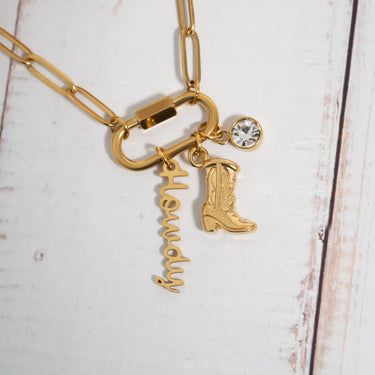 Gold Western Carabiner Necklace