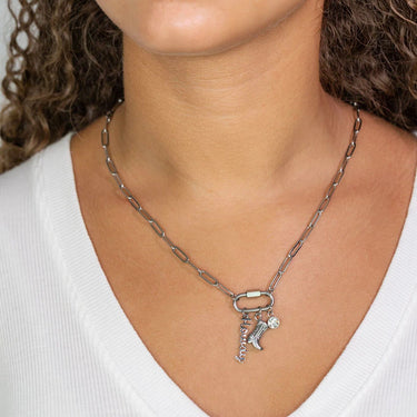 Silver Western Carabiner Necklace