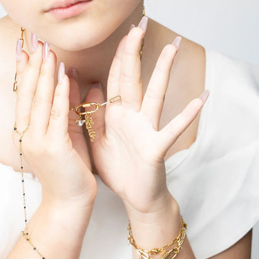 Gold Cross Carabiner Charm Necklace