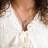 Silver Cross Carabiner Charm Necklace