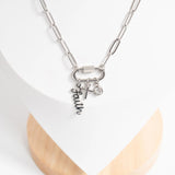 Silver Cross Carabiner Charm Necklace