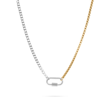 Mixed Metal Double Chain Carabiner Necklace