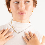 Wholesale jewelry 18K Gold PVD Stainless Steel Mixed Metal Carabiner Charm Holder Necklace- mixed metal model