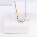 Wholesale jewelry 18K Gold PVD Stainless Steel Mixed Metal Carabiner Charm Holder Necklace- mixed metal studio