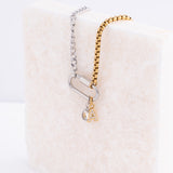 Wholesale jewelry 18K Gold PVD Stainless Steel Mixed Metal Carabiner Charm Holder Necklace- mixed metal studio