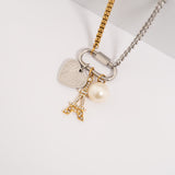 Mixed Metal Double Chain Carabiner Necklace