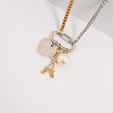 Mixed Metal Double Chain Carabiner Necklace